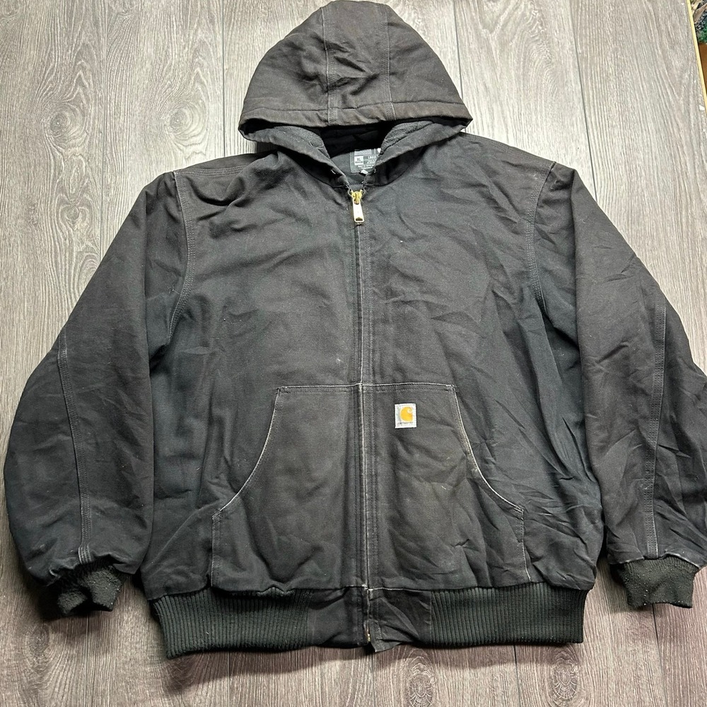 Carhartt Mens Black Loose Fit Duck Active Jacket OJ0140-M XL Regular Usa